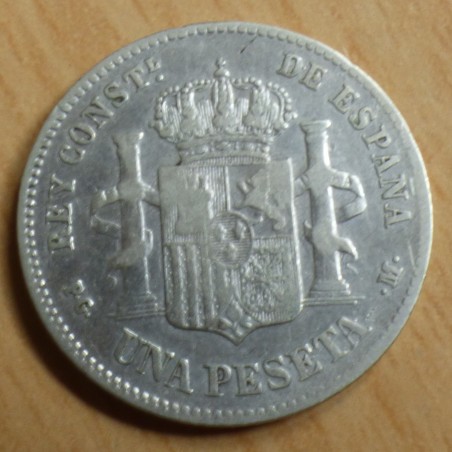 Espagne 1 peseta 1891 en argent 90% (5g) TB