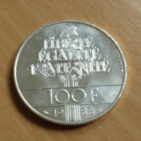 France 100 francs 1988 Fraternité argent 90% (15 g) SUP