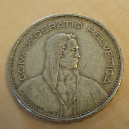 Suisse 5 francs Berger 1932-B en argent 83.5% (15 g) TB+