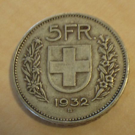 Switzerland 5 francs Berger 1932-B silver 83.5% (15 g) F+