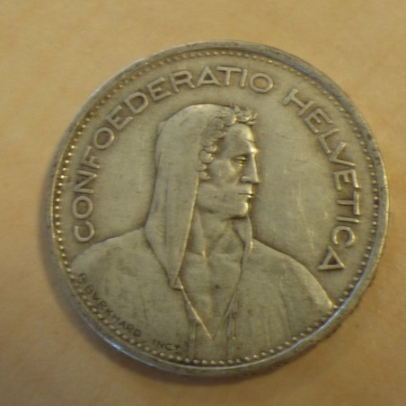 Suisse 5 francs Berger 1932-B en argent 83.5% (15 g) TB+