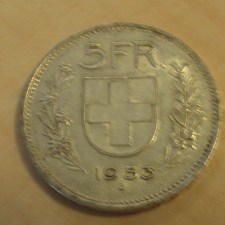 Switzerland 5 francs Berger 1953-B silver 83.5% (15 g) VF+