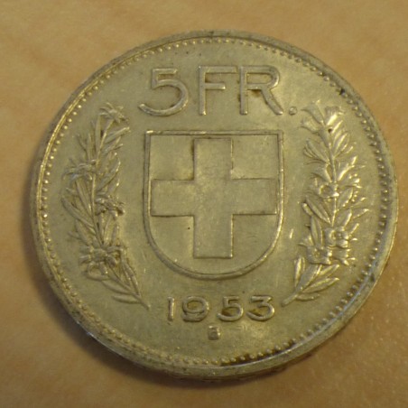 Suisse 5 francs Berger 1953-B en argent 83.5% (15 g) TTB+