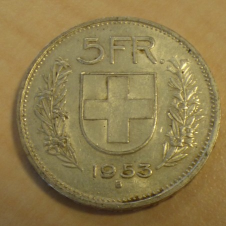 Switzerland 5 francs Berger 1953-B silver 83.5% (15 g) VF+