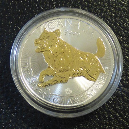 Canada 5$ Predateur Loup 2018 doré en argent 99.99% 1 oz