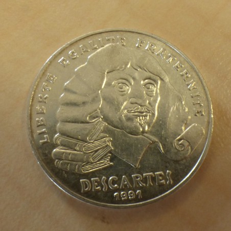 France 100 Francs 1991 Descartes silver 90% (15 g) AU