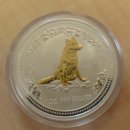 Australia 1$ Lunar 1 Year of the Dog 2006 gilded silver 99.9% 1 oz