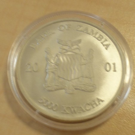 Zambia 5000 Kwacha 2001 Elephant Matte silver 99.9% 1 oz