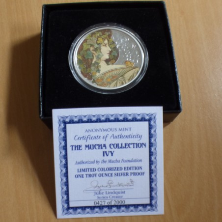 US Round Mucha Collection Ivy 1oz silver 99.9% colored