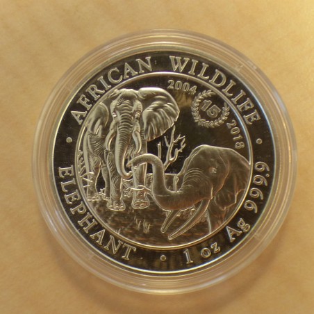 Somalia 100 schillings Elephant 2018 15 years silver 99.9%