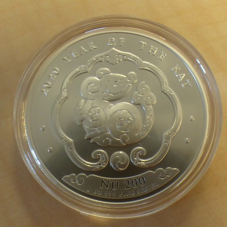 Bhutan 200 Nu 2020 LUNAR Year of the Rat silver 99.9% 1 oz