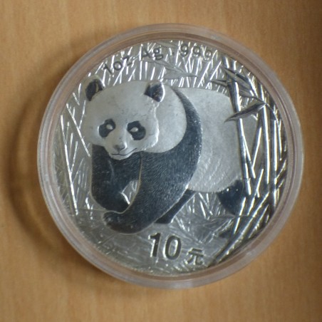 Chine 10 yuan Panda 2002 argent 99.9% 1 oz sous capsule
