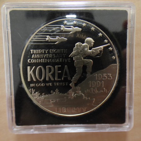 US 1$ 1991-P Korea War Commemorative PROOF silver 90% (26.7 g)