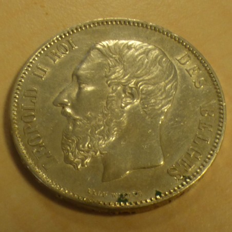 copy of Belgium 5 francs 1873 Leopold II silver 90% (25 g) VF+
