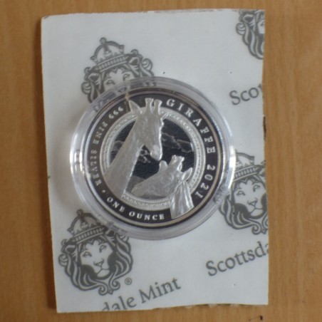 Guinée Equatoriale 1000 CFA 2021 Girafe en argent 99.9% 1 oz