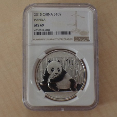 Chine 10 yuan Panda 2015 MS69 argent 99.9% 30 g
