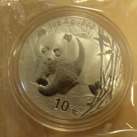 China 10 yuan Panda 2002 silver 99.9% 1 oz in capsule and sealed