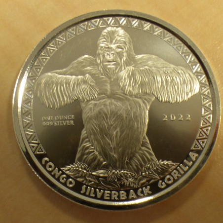 Congo 500 CFA Gorille 2022 argent 99.9% 1 oz