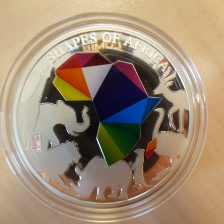 Djibouti 250 francs 2018 PROOF colorée Shape of Africa argent 99.9% 1 oz