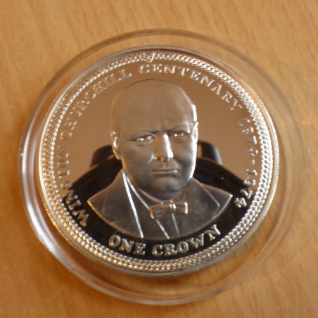 Isle of Man 1 Crown 1974 Churchill PROOF silver 92.5% (28.3 g)