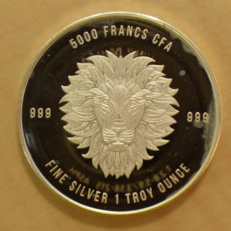 Tchad 5000 CFA Mandala Lion 2018 argent 99.9% 1 oz