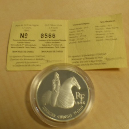 France 10 francs 1996 Chinese Horseman PROOF silver 90% (22.2 g)+CoA