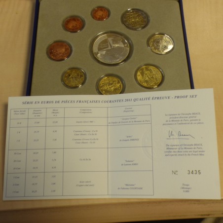 Set France Monnaie de Paris Euros 2011 PROOF (9 coins)+Box+CoA