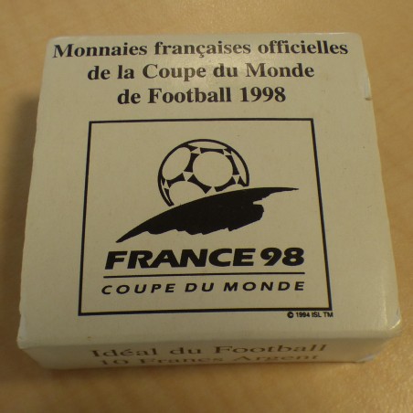 France 10 francs 1998 Idéal du Football 1998 PROOF argent 90% (22.2 g)+Boite