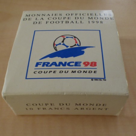 France 10 francs 1998 Coupe du Monde de Football 1998 PROOF argent 90% (22.2 g)+Boite