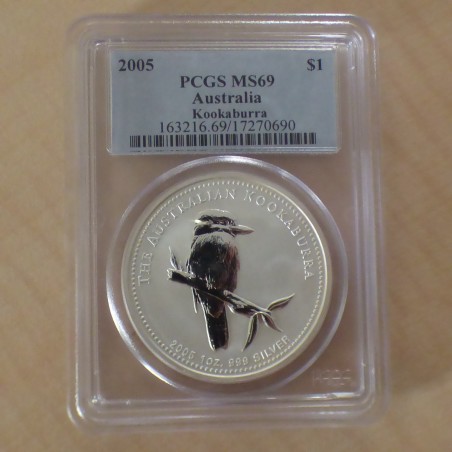 Australia 1$ Kookaburra 2005 MS69 silver 99.9% 1 oz