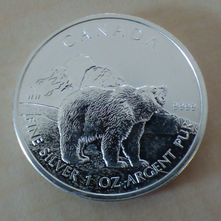 Canada 5$ Vie Sauvage Grizzly 2011 en argent 99.99% 1 oz