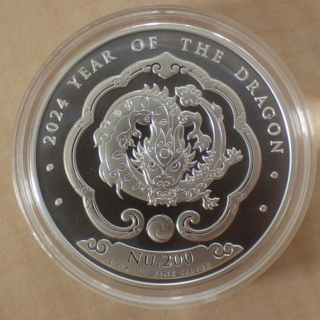 Bhoutan 200 Nu 2024 Année du Dragon en argent 99.9% 1 oz