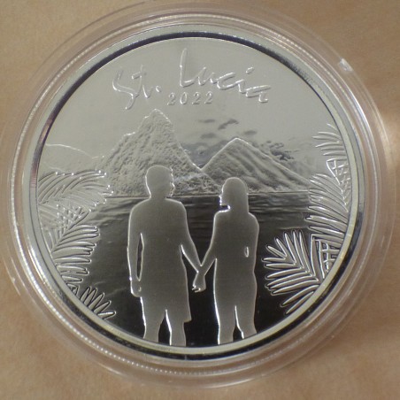 Eastern Caribbean 2$ Couple St Lucia 2022 silver 99.9% 1 oz in capsule
