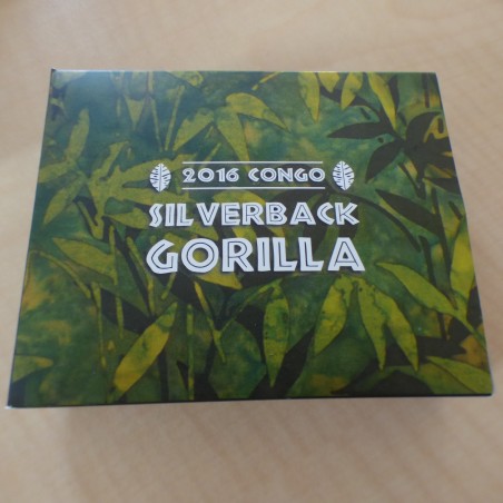 Congo 5000 CFA Gorille Silverback 2016 coloré PROOF argent 99.9% 1 oz