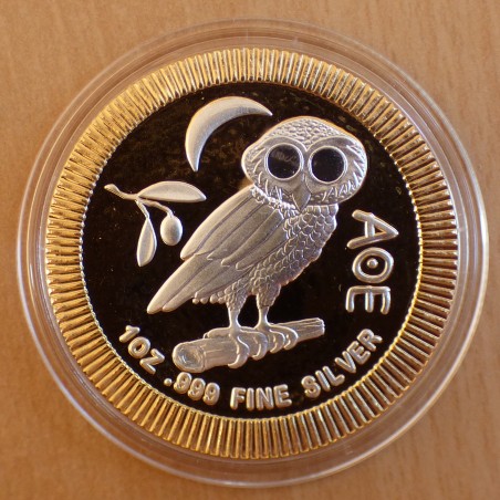 copy of Niue 2$ Athenian Owl 2019 colored silver 99.9% 1 oz