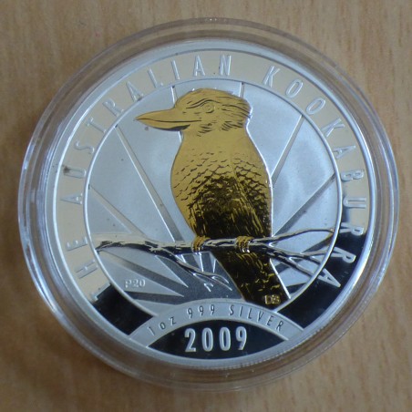 Australia 1$ Kookaburra 2009 gilded silver 99.9% 1 oz