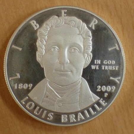 US 1$ 2009-P Louis Braille PROOF commemorative silver 90% (26.7 g)