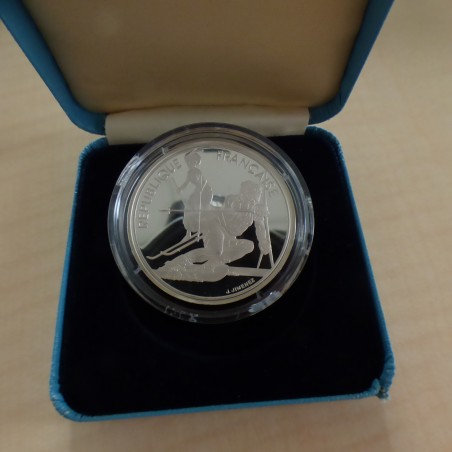 France 100 Francs 1990 JO Albertville PROOF Ski Slalom argent 90% (22.2 g)+Boite
