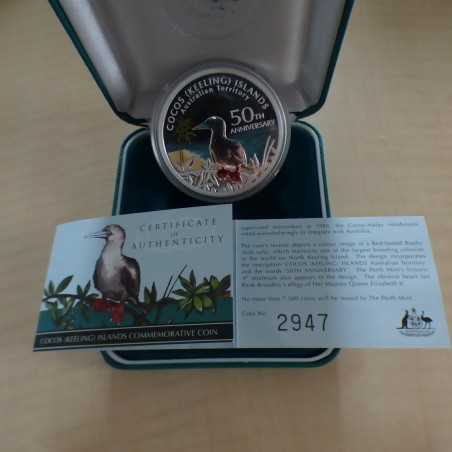 Australie 1$ Cocos Keeling Islands 2005 PROOF colorée argent 99.9% 1 oz avec Boite et CoA