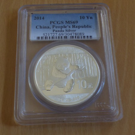 Chine 10 yuan Panda 2014 MS69 argent 99.9% 1 oz