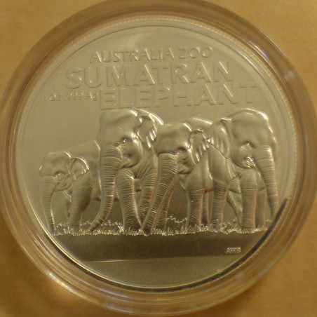 Australie 1$ 2022 Elephant de Sumatra RAM argent 99.9% 1 oz