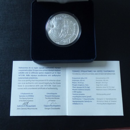 Grèce 10 euros 2016 Democrite PROOF argent 92.5% (34.1 g) +CoA+Boite