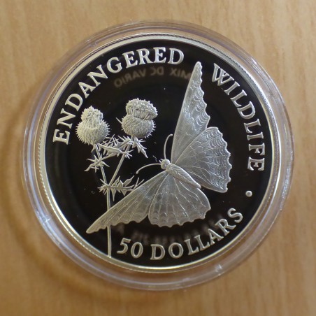 Iles Cook 50$ 1992 Papillon PROOF argent 92.5% (19.2g)