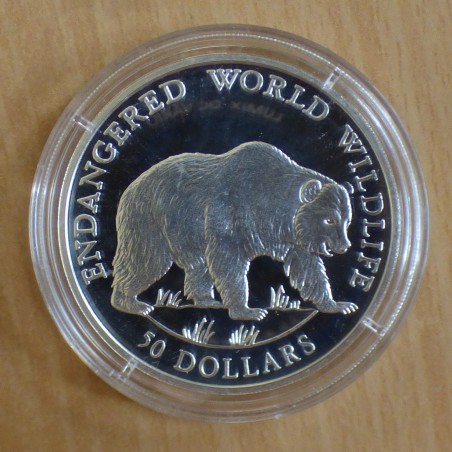 Iles Cook 50$ 1990 Endangered Wildlife OURS PROOF argent 92.5% (19.2 g)