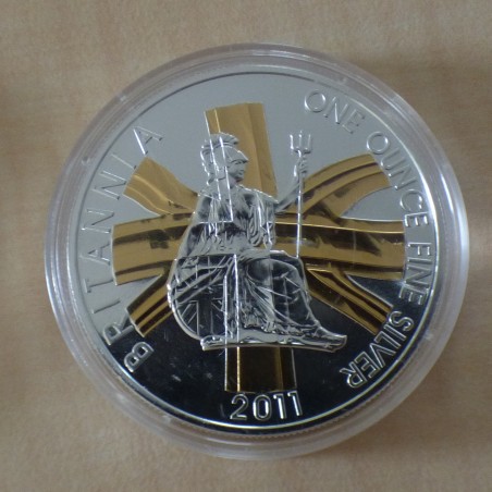 UK 2£ Britannia 2011 dorée en argent 95.8% 1 oz