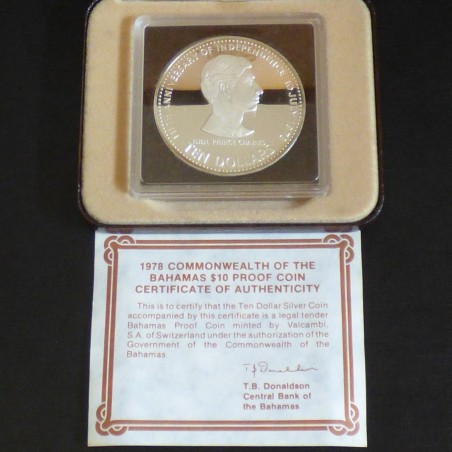 Bahamas 10$ 1978 PROOF Prince Charles argent 50% (45.3g)