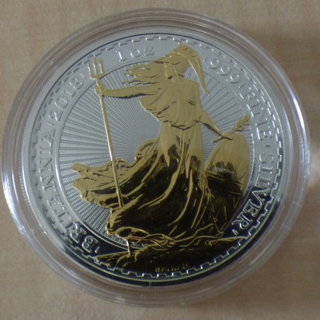 UK 2£ Britannia 2018 dorée en argent 99.9% 1 oz
