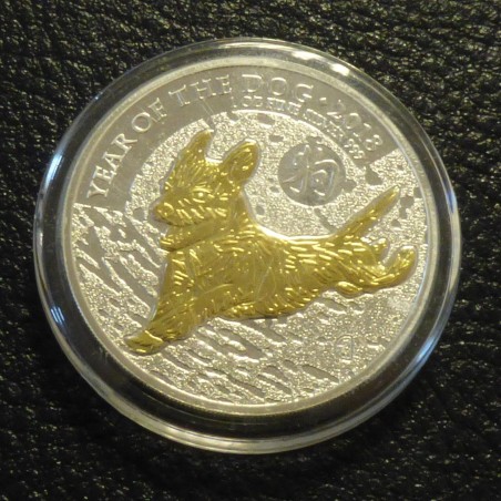 UK 2018 Année du chien dorée en argent 99.9% 1 oz