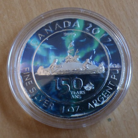 Canada 5$ Voyageur 2017 150 ans coloré en argent 99.99% 1 oz