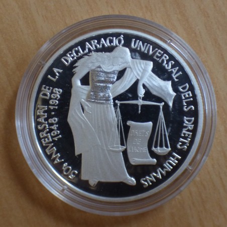 Andorre 10 Diners 1998 Droits de l'Homme PROOF argent 92.5% (31.47 g)